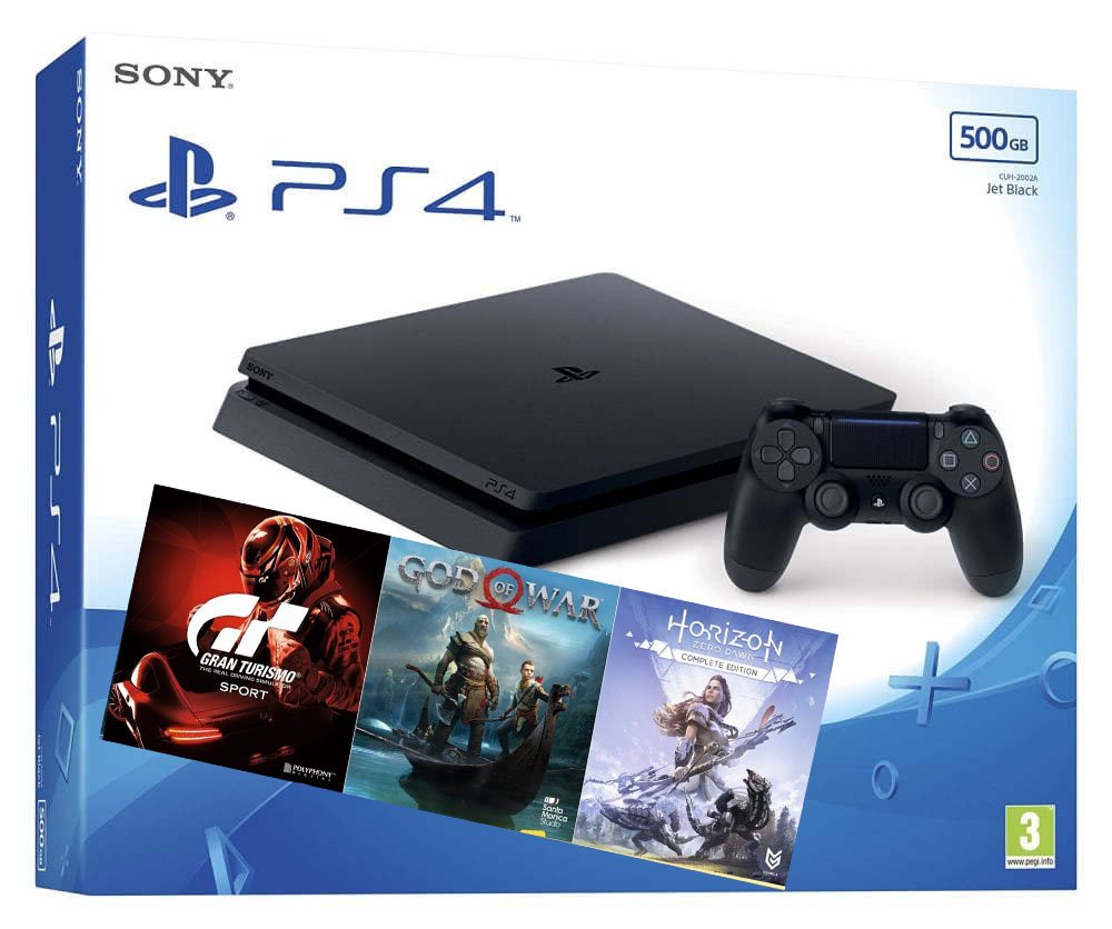 PlayStation 4 Slim 500GB (CUH-2216AGran Turismo + God Of War + Horizon. Zero Dawn)