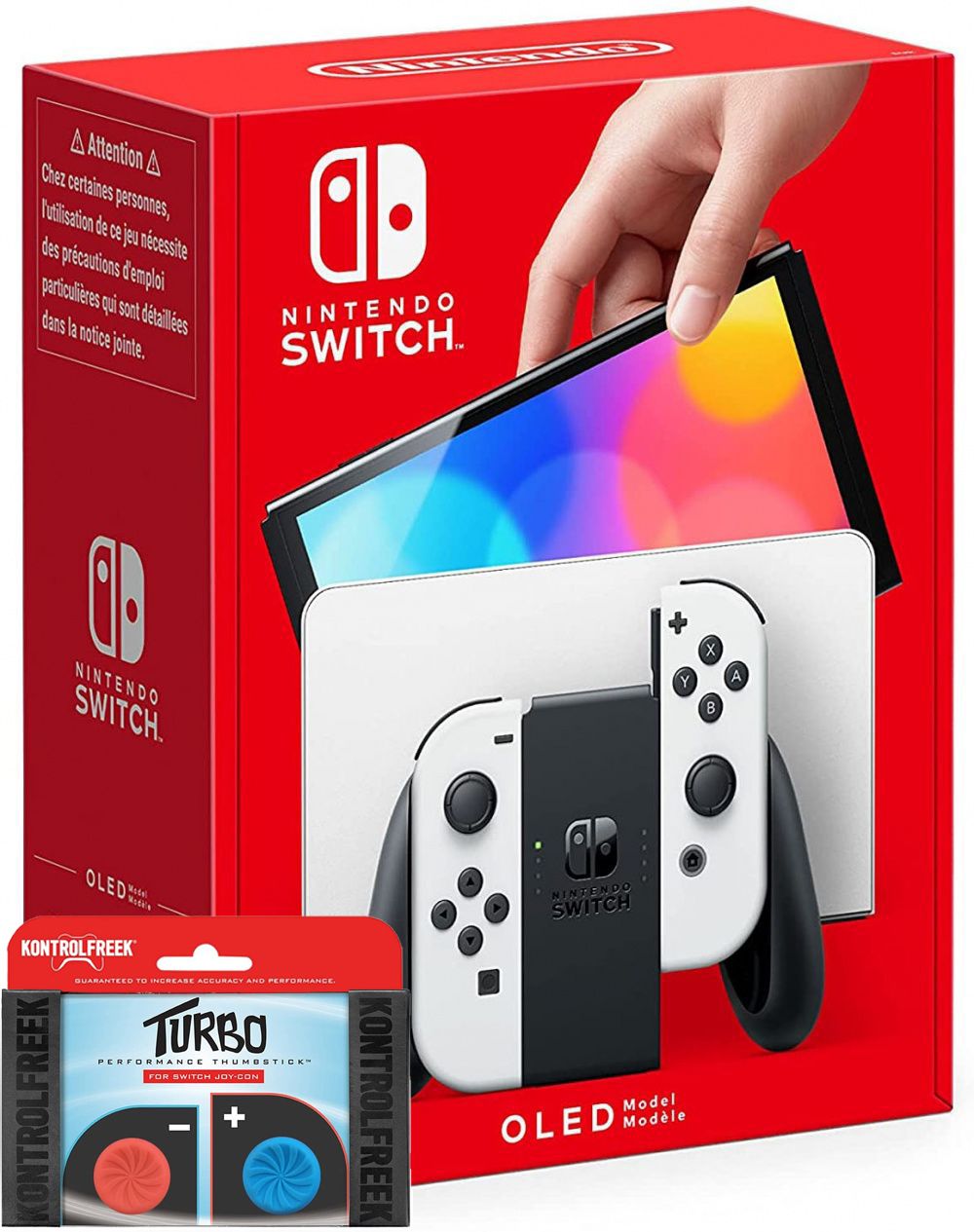 Nintendo Switch (OLED Model) White+Kontrolfreek Turbo Red/Blue Nintendo Switch Joy-Con