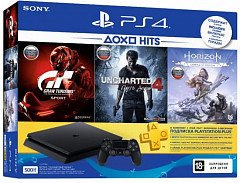PlayStation 4 Slim 500 Gb Black (HZD+GTS+UC4+PSPlus 3) UA