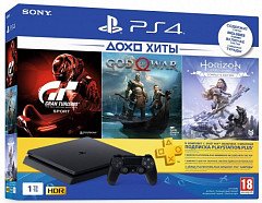 SONY PlayStation 4 Slim 1Tb (Gran Turismo + God Of War + Horizon. Zero Dawn + PSPlus 3)