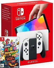 Nintendo Switch (OLED Model) White+Super Mario 3D World + Bowser's Fury (Switch, ������� ������)