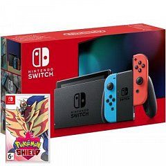 NINTENDO SWITCH 32 GB neon blue-red+Pokemon Shield